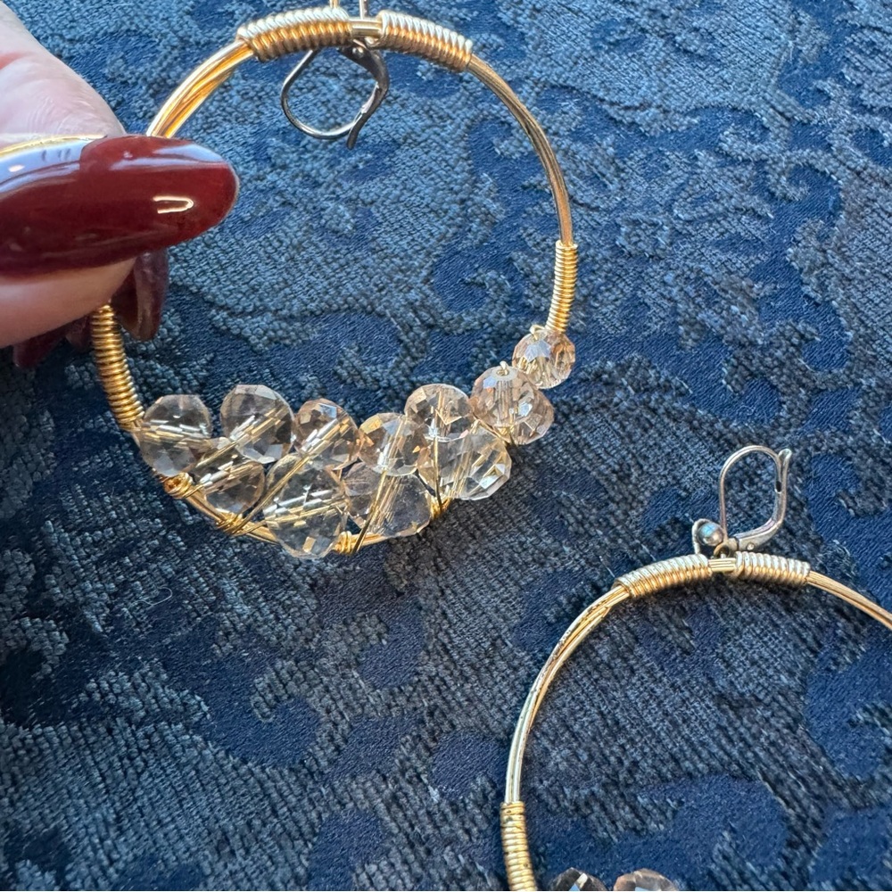 Rory Ashton beaded hoop earrings boutique brand latch closure earrings - Picture 8 of 11